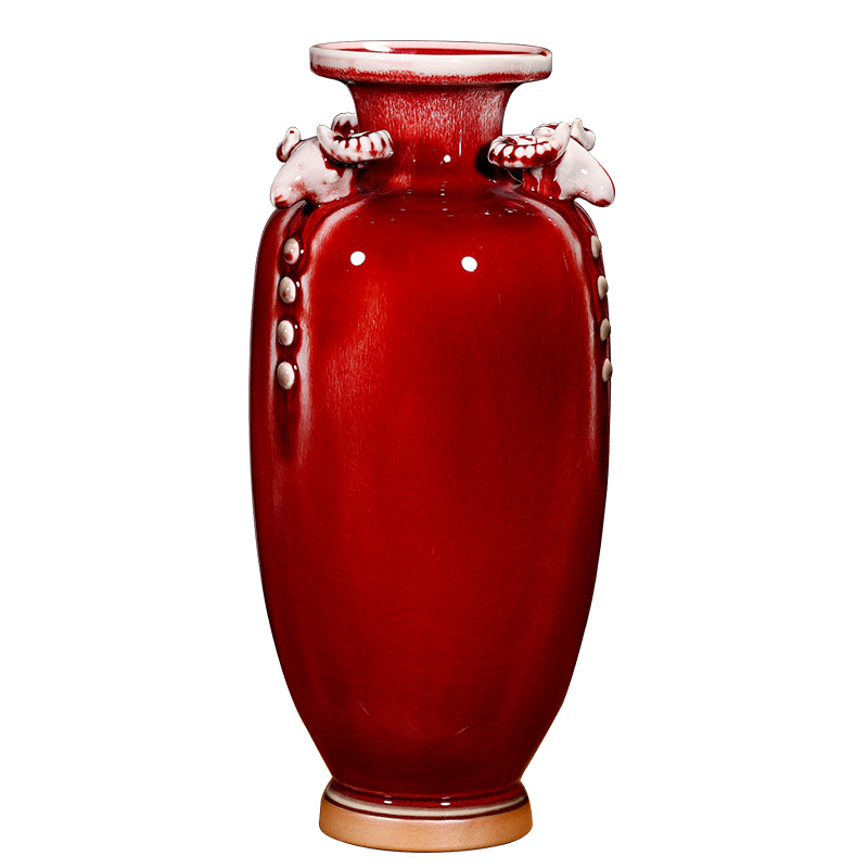 Three sheep red Jun porcelain ice crack home furnishing vase Jahrriesnge porcelain of red ice crack vase cna0058