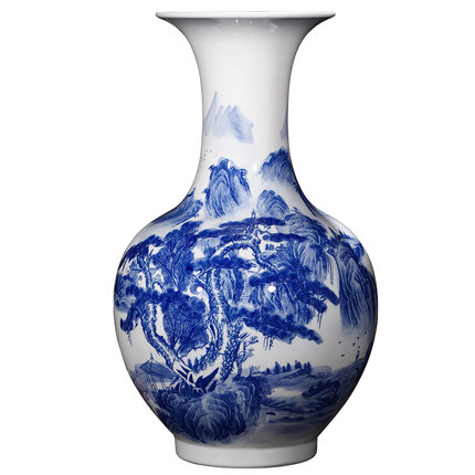Large floor ceramic vase with blue and white landscape painting Jahrriesnge porcelain of vase cna0073