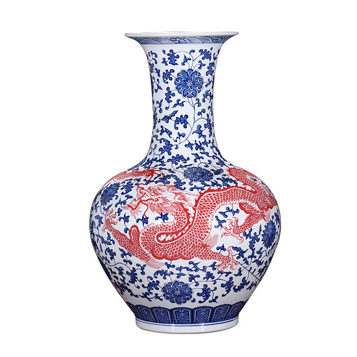 Blue and White Porcelain Dragon-patterned Porcelain Appreciation vase Jahrriesnge porcelain of blue dragon vase cna0089