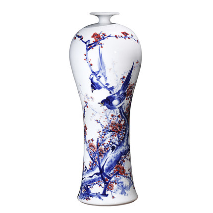 Large hand painted blue and white porcelain vase with birds and flower Jahrriesnge porcelain of plum blossom birds vase cna0091