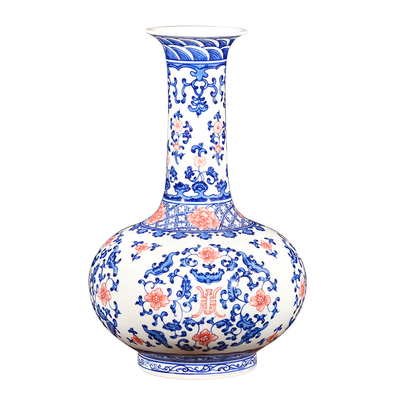 Blue and White Porcelain Happiness and Longevity Ceramic Vase Jahrriesnge porcelain of vase cna0099