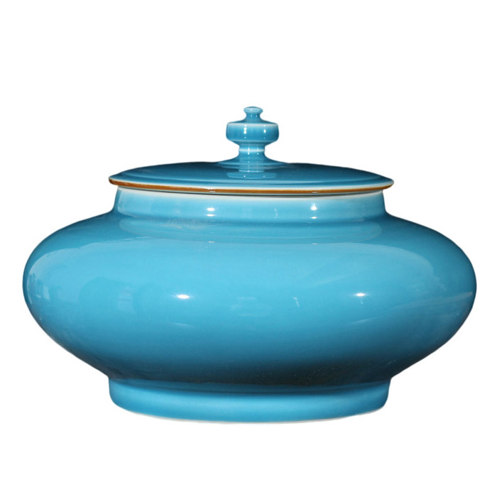 Happiness and joy small blue porcelain vase pot with lid for birthday Jahrriesnge porcelain of green vase cna0103