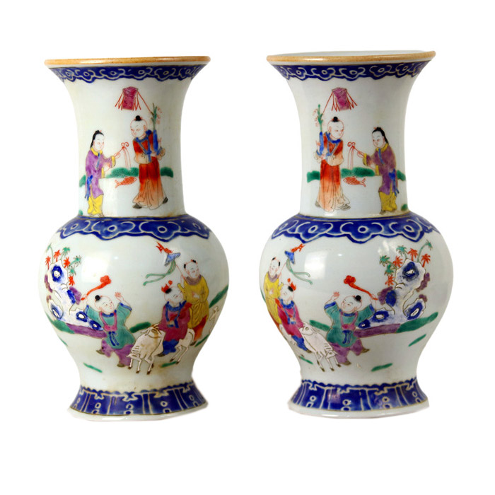 Chinese tongzhi reign qing dynasty famille rose ceramic vase figure on Jahrriesnge porcelain of vase cna0129