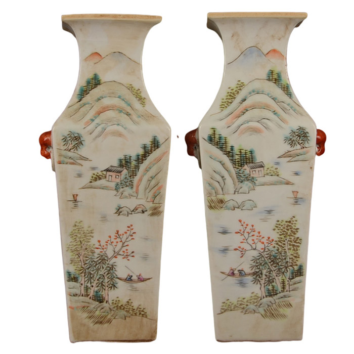 Chinese tongzhi reign qing dynasty famille rose landscape ceramic vase Jahrriesnge porcelain of vase cna0130