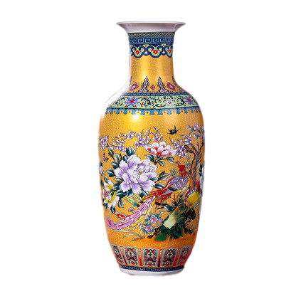 Floor-to-ceiling golden Winter melon shaped large ceramic vase Jahrriesnge porcelain of golden vase cna0162