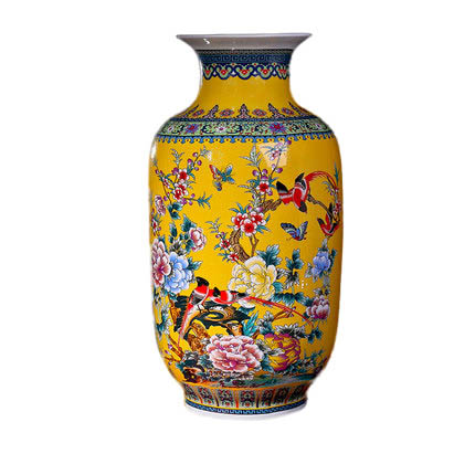 Decorative yellow winter melon shape ceramic large vase flower Jahrriesnge porcelain of golden vase cna0173