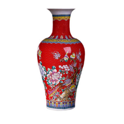 Enamel red fishtail shape ceramic large vase decoration Jahrriesnge porcelain of golden vase cna0176