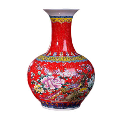 Enamel red ornamental ceramic large vase flower arrangement Jahrriesnge porcelain of golden vase cna0182