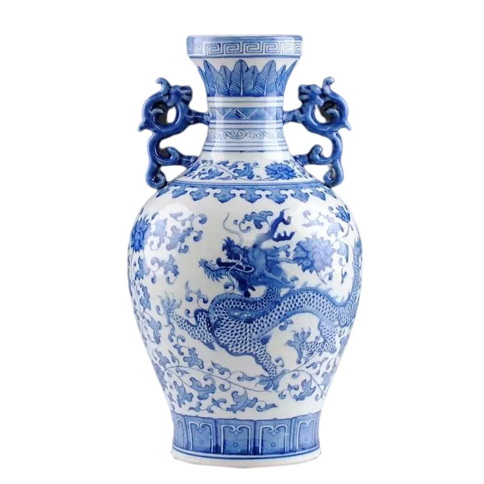 China blue and white porcelain dragon ceramic flower vase living room Jahrriesnge porcelain of vase cna0189