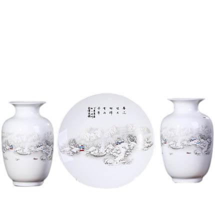 Snow scene ceramic small vase three-piece decoration Jahrriesnge porcelain of vase set 3 pieces cna0192