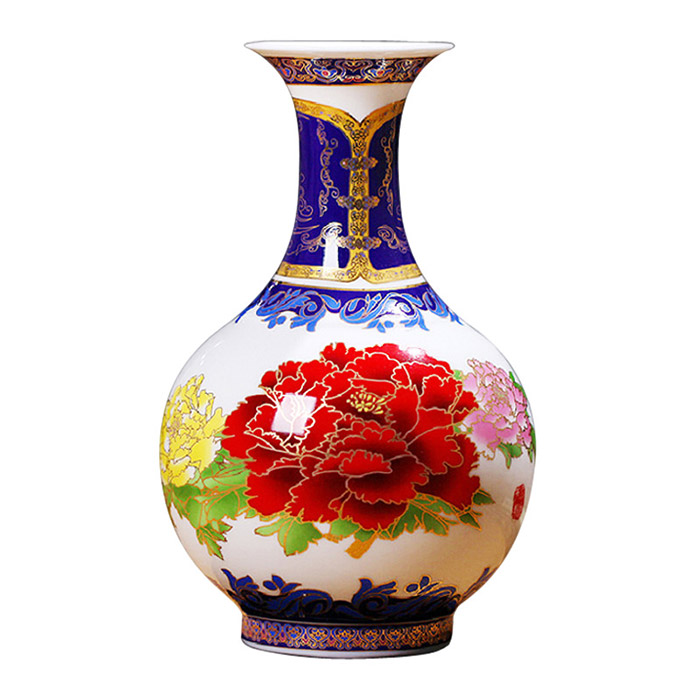 Blue and white fine bone china ceramic flower vase with peony home Jahrriesnge porcelain of vase set 3 pieces cna0203