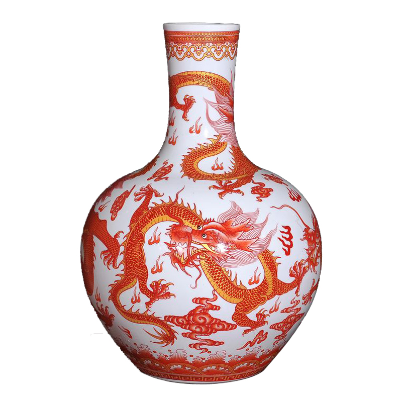 Large pastel floor celestial ceramic vase with dragon for living room Jahrriesnge porcelain of vase cna0217
