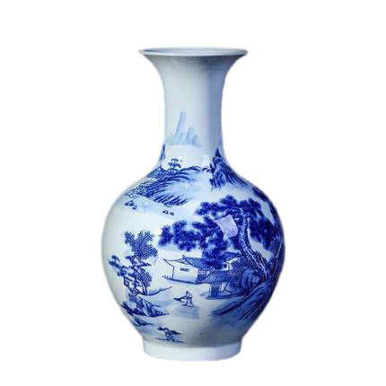 Jingdezhen blue and white porcelain village Landscape vase Jahrriesnge porcelain of white and blue vase cna0264