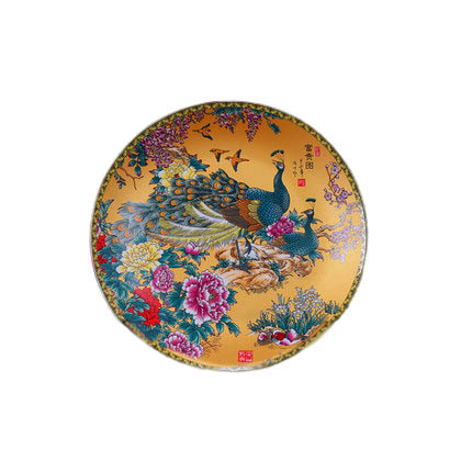 Jingdezhen golden peacock figure ceramic hanging plate Jahrriesnge porcelain of vase cna0272