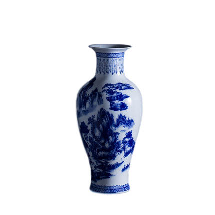 Blue and white porcelain landscape attic fishtail shape ceramic vase Jahrriesnge porcelain of vase cna0283
