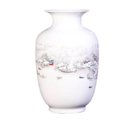 Modern fashionable winter melon shape snow scene ceramic small vase Jahrriesnge porcelain of modern stylish simplicity cna0288