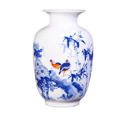 Winter melon shaped bamboo and bird ceramic small vase Jahrriesnge porcelain of modern stylish simplicity cna0302