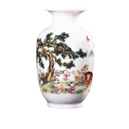Winter melon shaped deers and tree ceramic small vase Jahrriesnge porcelain of modern stylish simplicity cna0306
