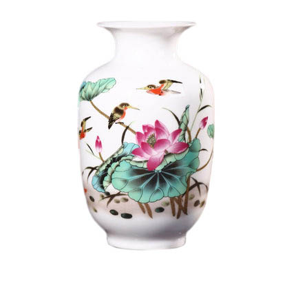 Winter melon shaped birds and lotus ceramic small vase Jahrriesnge porcelain of modern stylish simplicity cna0307