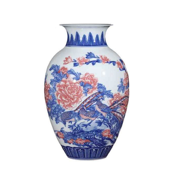 Chinese winter melon vase and ornament with birds and flowers home Jahrriesnge porcelain of cna0309