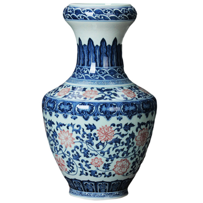 Blue and white underglaze red square shoulder flower vases accessories Jahrriesnge porcelain of vase cna0347