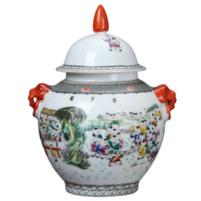 Hand painted pastel figure ceramic storage jars ornaments living room Jahrriesnge porcelain of color glaze vase cna0361