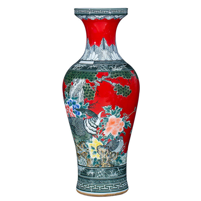 Jingdezhen hand carved hand painted large floor ceramic vase tall home Jahrriesnge porcelain of color glaze vase cna0370