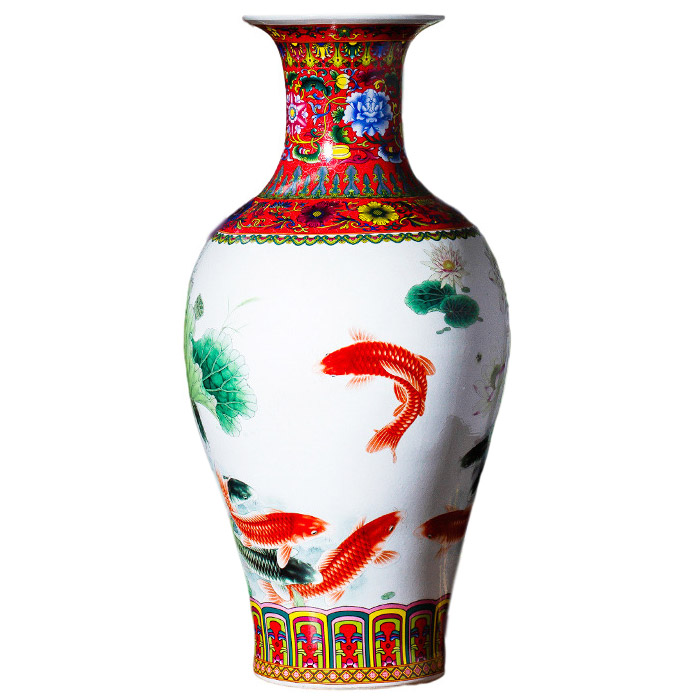 Vintage large chinese fishtail ceramic vase ornaments for living room Jahrriesnge porcelain of vase cna0380