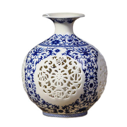 Hollow blue and white pomegranate shape ceramic vase flower arrangemen Jahrriesnge porcelain of hollow out vase cna0401