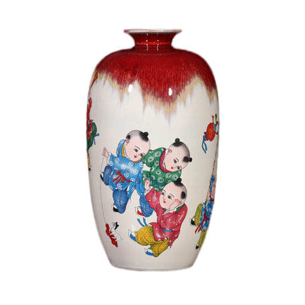 Jingdezhen kiln cracked glazed wax gourd shape children ceramic vase Jahrriesnge porcelain of kiln change cracked glaze pomegranate flower vase cna0441