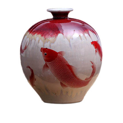 Kiln cracked glaze pomegranate shape fish ceramic vase Jahrriesnge porcelain of kiln change cracked glaze pomegranate flower vase cna0445