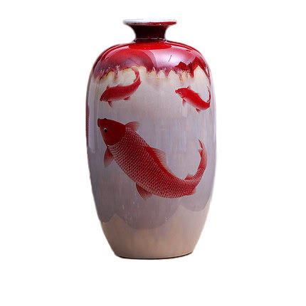 Kiln cracked glazed wax gourd shaped ceramic vase Jahrriesnge porcelain of kiln change cracked glaze pomegranate flower vase cna0446