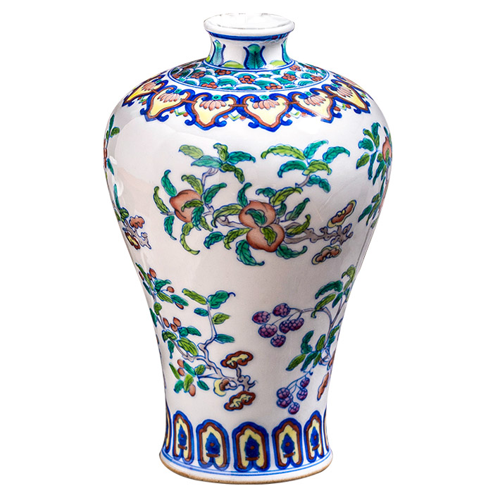 Vintage chinese blue and white ceramic vase with flowers and fruits Jahrriesnge porcelain of kiln change cracked glaze pomegranate flower vase cna0450