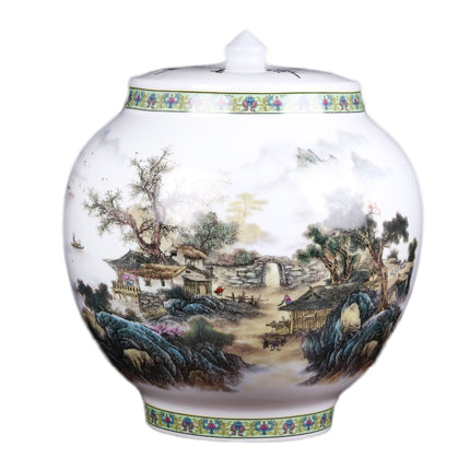 Country landscape with lid ceramic vase flower arrangement home Jahrriesnge porcelain of one hundred children vase cna0468