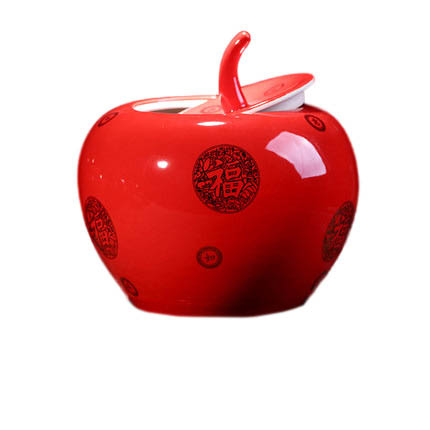 Apple Shaped Good Fortune red mini good lucky Ceramic Storage Jar Jahrriesnge porcelain of red apple storage tank cna0478