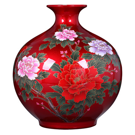 Jingdezhen Red Color Glazed Ceramic Vase Flower Arrangement Jahrriesnge porcelain of flowers vase cna0495