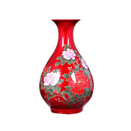 jug shape red color glazed ceramic vase flower arrangement Jahrriesnge porcelain of flowers vase cna0504