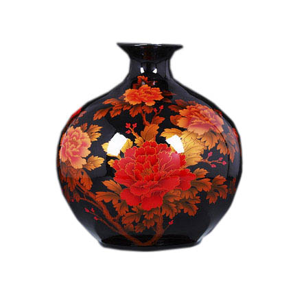 Pomegranate shape black color glazed ornamental ceramic vase Jahrriesnge porcelain of flowers vase cna0509