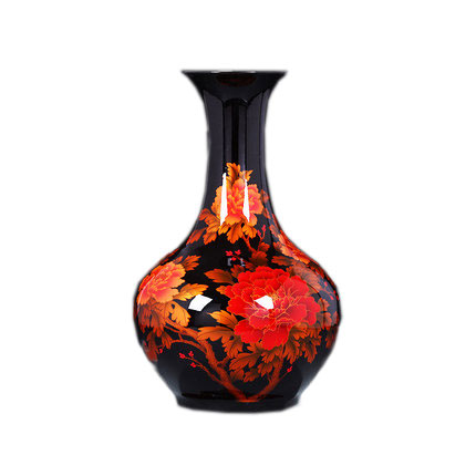 Black color glazed ornamental ceramic vase flower arrangement Jahrriesnge porcelain of flowers vase cna0510