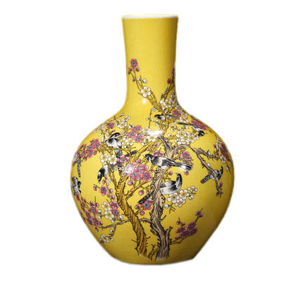 Jingdezhen celestial shape yellow ceramic vase Jahrriesnge porcelain of golden vase cna0562