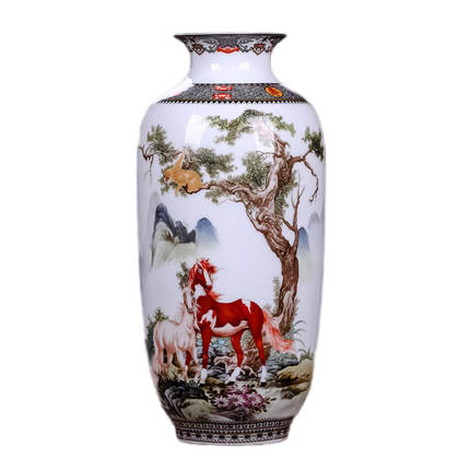 Jingdezhen horses and tree pattern ceramic vase Jahrriesnge porcelain of vase set three pieces cna0574