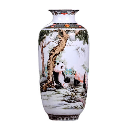 Jingdezhen pandas and tree pattern ceramic vase Jahrriesnge porcelain of vase set three pieces cna0576