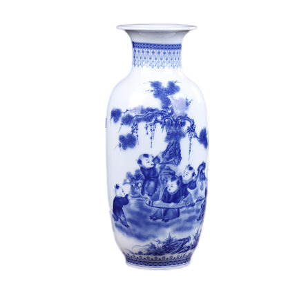 Jingdezhen Overglaze Boys Figure Winter Melon Shaped Ceramic Vase Jahrriesnge porcelain of glaze vase cna0591