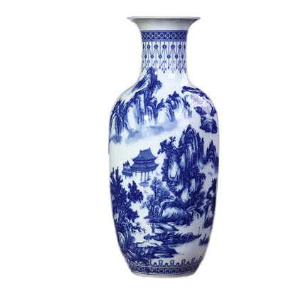 In-glaze landscape pattern Winter melon shape ceramic vase Jahrriesnge porcelain of glaze vase cna0595