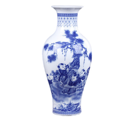 Jingdezhen In-glaze Boys Pattern Winter Melon Shaped Ceramic Vase Jahrriesnge porcelain of glaze vase cna0604
