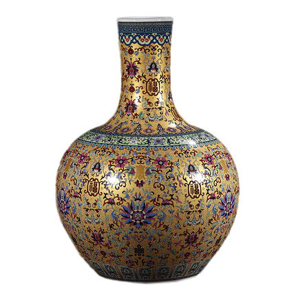 Golden enamel celestial sphere shaped ceramic vase on the ground Jahrriesnge porcelain of enamel colorful vase cna0620