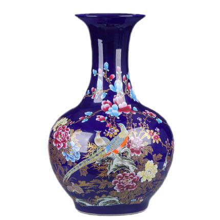 Royal magnolia flower and golden pheasant ornamental ceramic vase Jahrriesnge porcelain of enamel colorful vase cna0629