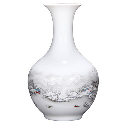 Ornamental ceramic vase with Snow scene Jahrriesnge porcelain of vase cna0633