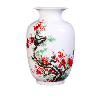 Winter melon shaped plum blossoms and birds pattern ceramic vase Jahrriesnge porcelain of vase cna0637