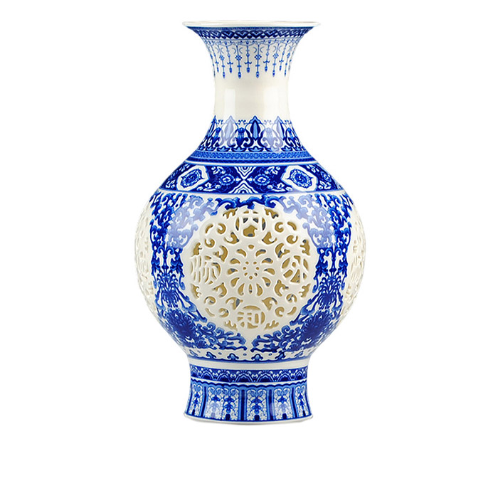 Blue and white hollow ceramic vase multiple styles optional Jahrriesnge porcelain of colorful hollow vase cna0667